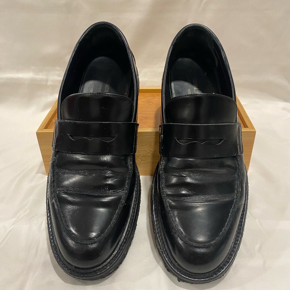 Common Projects Glossy Black Leather Slip-Ons